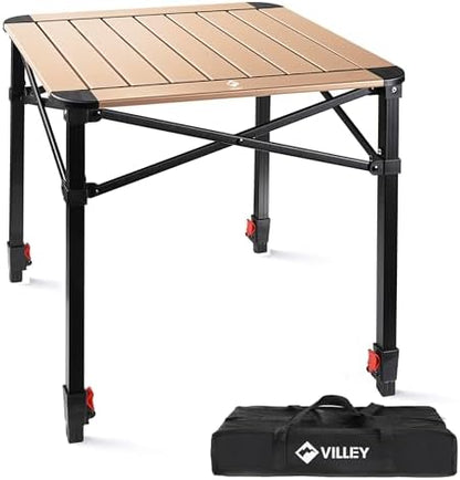 VILLEY Folding Camping Square Table, Portable Aluminum Table, Medium