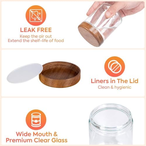 Yangbaga Glass Spice Containers for Kitchen: 12P 8oz Dishwasher Safe Jars