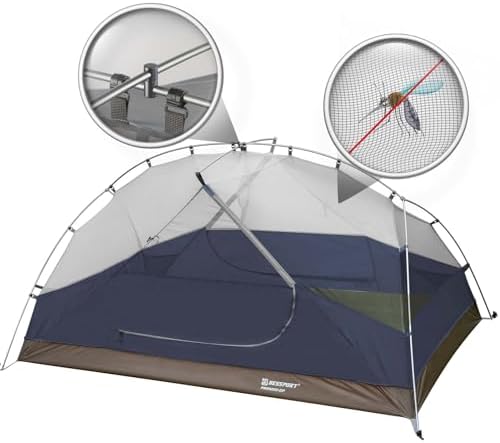 Bessport Camping Tent for 2-3 Person, Lightweight Backpacking Tent Waterproof Windproof Two Doors Easy Setup Double Layer Outdoor Tents for 3 to 4 Seasons, Suitable for Outdoor,Hiking,Camping