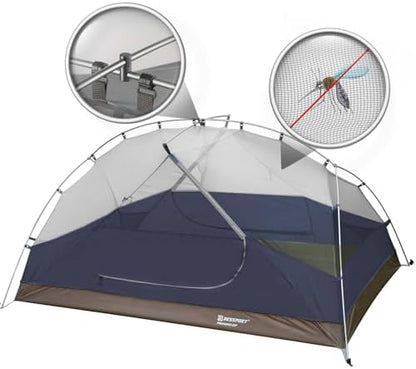 Bessport Camping Tent for 2-3 Person, Lightweight Backpacking Tent Waterproof Windproof Two Doors Easy Setup Double Layer Outdoor Tents for 3 to 4 Seasons, Suitable for Outdoor,Hiking,Camping