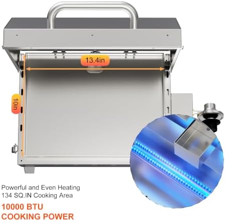 Tabletop Gas Griddle with Foldable Tripod, Stainless Steel Grill