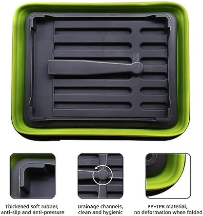 THANSTAR Collapsible Dish Drying Rack for RV Campers Portable Dinnerware Drainer Organizer for Kitchen Travel Trailer-Green