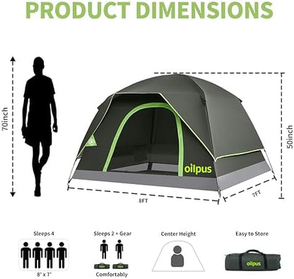 2-3 Person Camping Tent, Waterproof Windproof Dome w/Rain Fly & Mesh