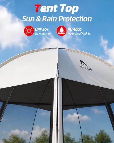 Abahub Portable Screen House Tent for 4-6 Person, 9.8x9.8x6.7 ft, White