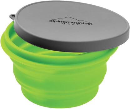 Collapsible Silicone Bowl with Lid for Camping and Backpacking - Camping Dishware Gear Essentials in Small/Medium/Large (Made by Caddis Sports) (Medium (Green))