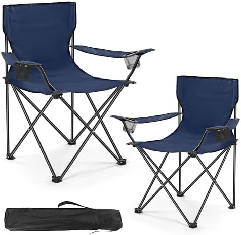 WEIDIORME 2 Pack Lightweight Camping Chairs for Adults & Teens, Capacity Foldable Portable Chairs with Carry Bag, Compact Design for Camping, Beach, Picnics, and Outdoor Events