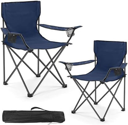 WEIDIORME 2 Pack Lightweight Camping Chairs for Adults & Teens, Capacity Foldable Portable Chairs with Carry Bag, Compact Design for Camping, Beach, Picnics, and Outdoor Events