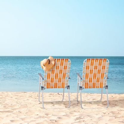 Outvita Webbed Lawn Chairs Set of 2, Easy Open & Lightweight Orange