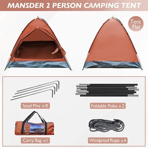 2 Person Camping Dome Tent,Waterproof Lightweight Portable Tents for Outdoor Camping Hiking Travel