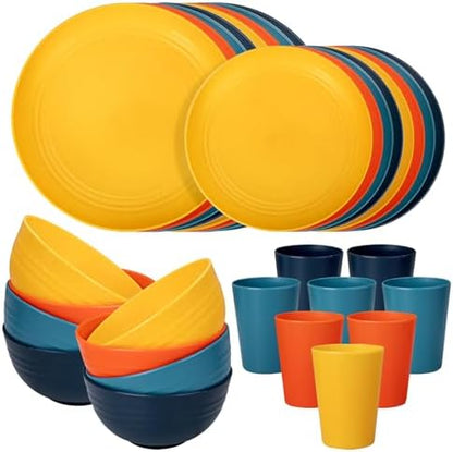 Supernal 32-Piece Unbreakable Wheat Straw Dinnerware Set,Service for 8