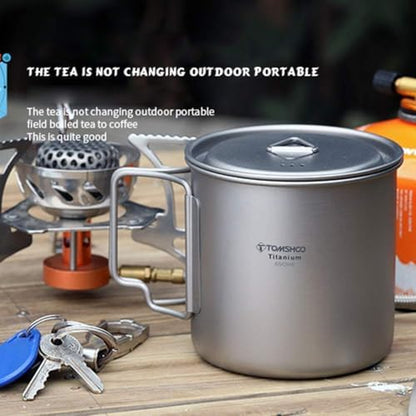 TOMSHOO 650ml/22oz Titanium Mug Camping Titanium Pot with Lid