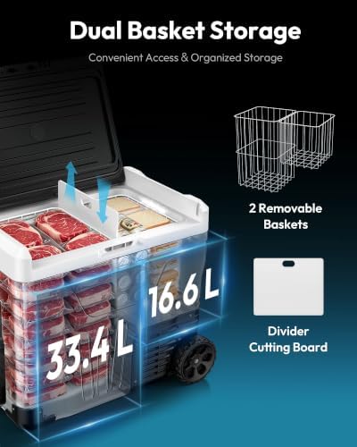 EUHOMY 53QT 12 Volt Refrigerator, -4℉~ 68℉ Portable Freezer, for Car