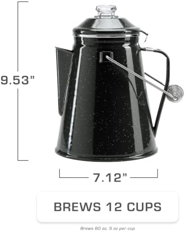 COLETTI Classic Percolator Coffee Pot — The Most Nostalgic Camping Coffee Pot, Now Modernized [Black Enamel, 12 Cup]