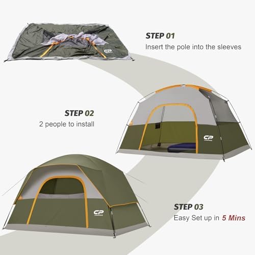 CAMPROS CP Tents for Camping 2/4/6 Person, Waterproof Windproof Dome Tent
