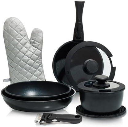 Moss & Stone 10-Piece Nonstick Pots and Pans Set, Removable Handle Cookware