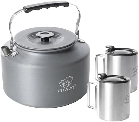 Bulin Camping Kettle, 2.2L Large Portable Camp Tea Coffee Pot With 2 Cups