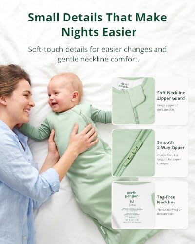 Soft Bamboo Viscose Baby Sleep Sack, 1.0 TOG Baby Sleeping Bag 2 Pack, Cozy Baby Wearable Blanket 2-Way Zipper