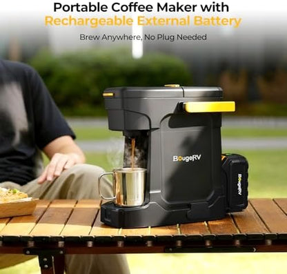 BougeRV 144Wh Portable Coffee Maker Compatible with K Cup & Ground Coffee