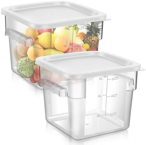 FoldTier 2 Pcs Square Food Storage Containers, White, 6 Qt