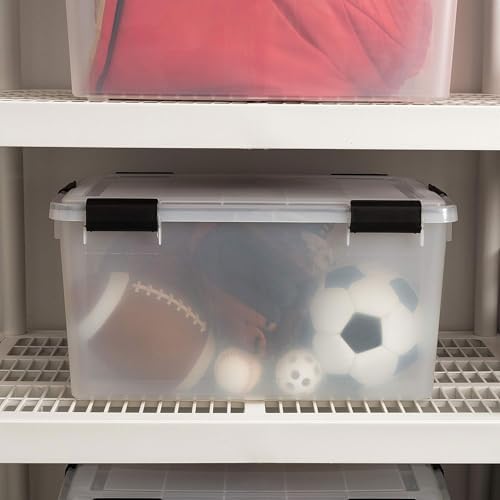 IRIS USA WeatherPro Storage Bins with Lids, 63 Qt, Clear, 4 Pack