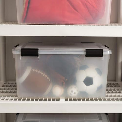 IRIS USA WeatherPro Storage Bins with Lids, 63 Qt, Clear, 4 Pack