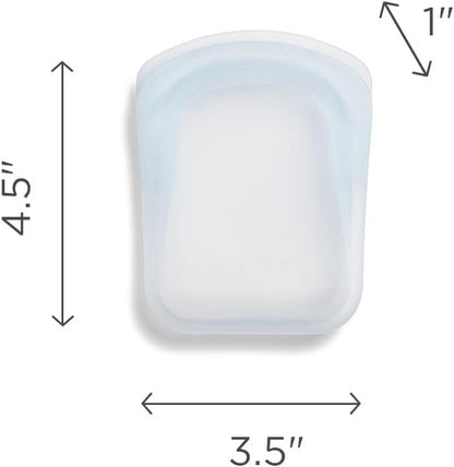 Stasher Premium Silicone Reusable Food Storage Pocket 2-Pack, Clear + Deep Ocean, Multi-Use Food Storage Bags, Lunch Bag, Travel Containers, BPA Free, Leak-free, Dishwasher-Safe, Eco-friendly, 4 Oz