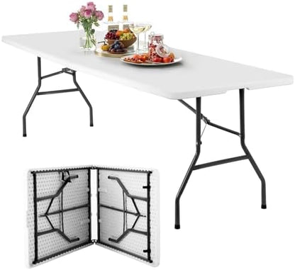 FDW | 8FT Folding Table | White | Portable Plastic Table