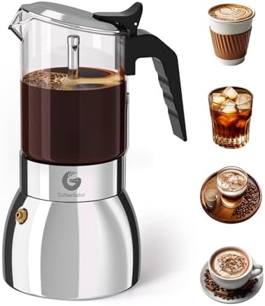 Coffee Gator 9 Cup Moka Pot, 15oz Stovetop Espresso Maker, Coffee lovers