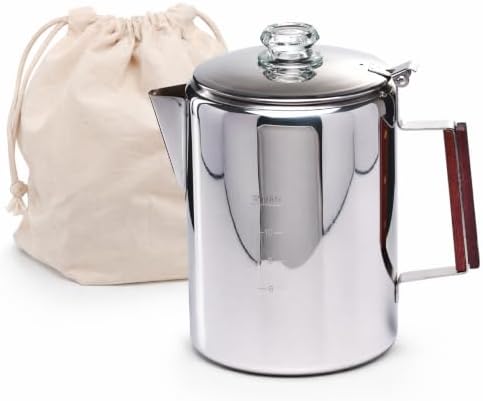 Camping Coffee Percolator Stainless Steel Stovetop Camp Coffee Maker 12 Cup