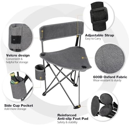 REDCAMP 2 Pack Tall Tripod Chairs for Adults, Folding Portable Golf Chairs