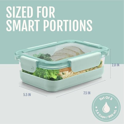 Ello Duraglass Refresh 3.4 Cup Meal Prep Containers, 10 Pc, Garden Goals
