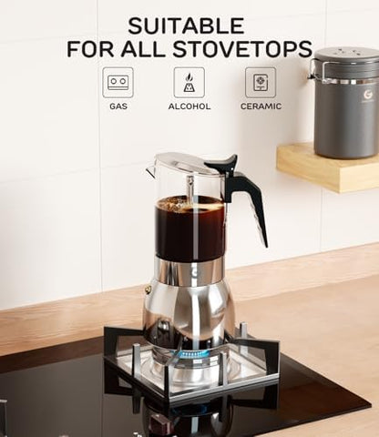 Coffee Gator 9 Cup Moka Pot, 15oz Stovetop Espresso Maker, Coffee lovers