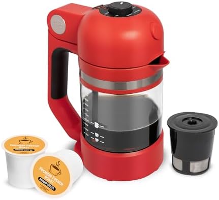 VINCI Micro Café Brewer Compact Coffee Maker for K-Cups & Grounds (Red)