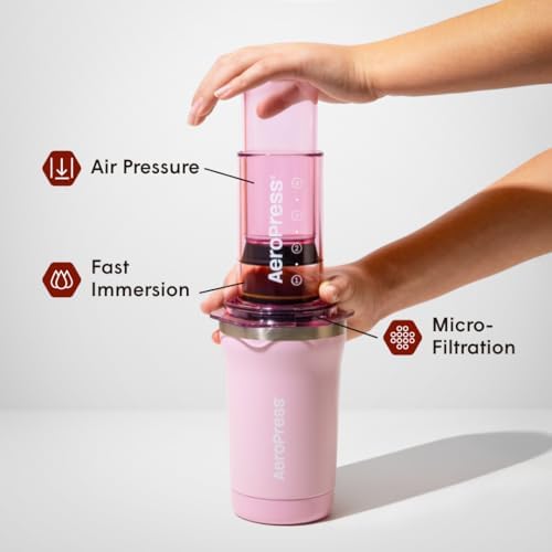 AeroPress Go Plus Portable Coffee Maker Kit, Pink