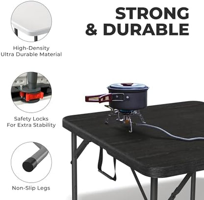 Our Modern Space 34" Square Foldable Table with Built in Handle & Detachable Steel Legs | Heavy Duty Portable | Perfect for Party, Dining, Events, Picnic Indoor, Outdoor, Camping, Temporary