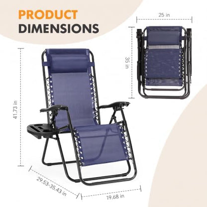 NEWBULIG Zero Gravity Chairs Set of 2, Folding Lounge Recliner Chair