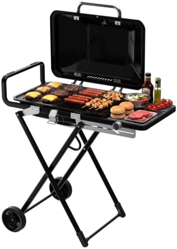 Bestfire Propane Gas Grill, 13000 BTU 2-in-1 Griddle & Grill Grate Foldable