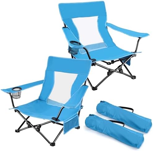 Joyfair Beach Camping Chair (2 Pack), Folding Chair for Adults (Blue)