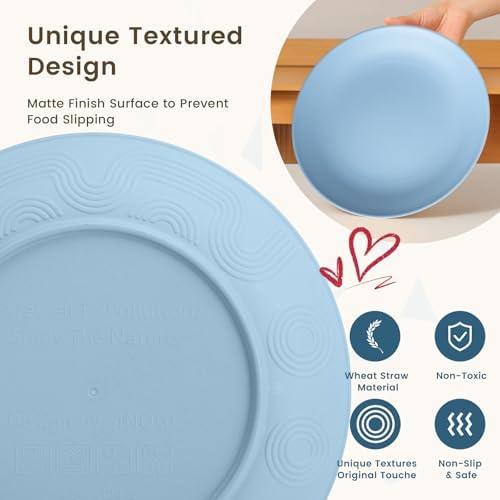 Homienly 40-Piece Dinnerwave Sets, Service for 8, Wheat Straw Dinnerware Set - Plates and Bowls Set with Cups, Lightweight Microwave and Dishwasher Safe Dish Set for Dinner, Outdoor - Multi Light
