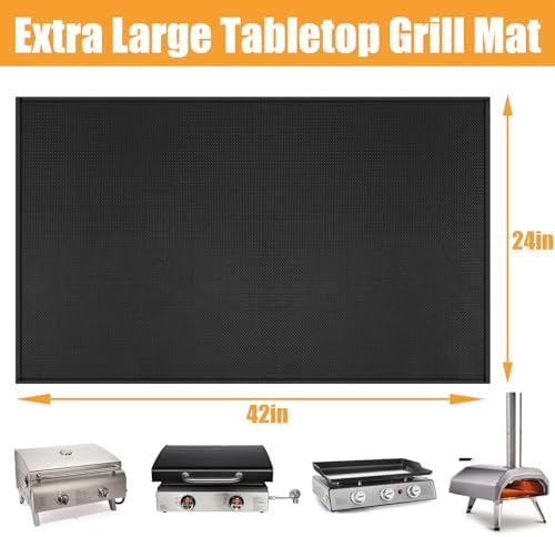 Heat Resistant Mats for Countertop fits Tabletop Grill, 42x24x0.02in, Black