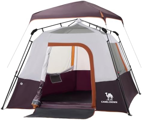 CAMEL CROWN 4/6 Person Instant Cabin Tent, Pop Up Windproof Tents for Camping, 60-Second Setup Family Tent with Carry Bag for Outdoor Hiking