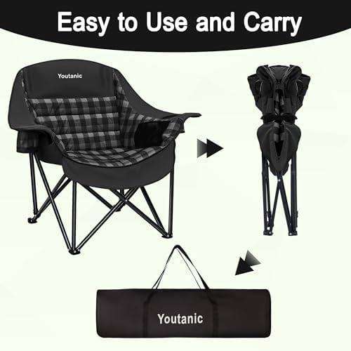 Youtanic Oversized Large Padded Camping Chair, 400 lbs Foldable Lawn Chair