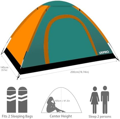 Portable Camping Tent, 2 Person Lightweight, Waterproof Windproof, UV Protection for Outdoor US