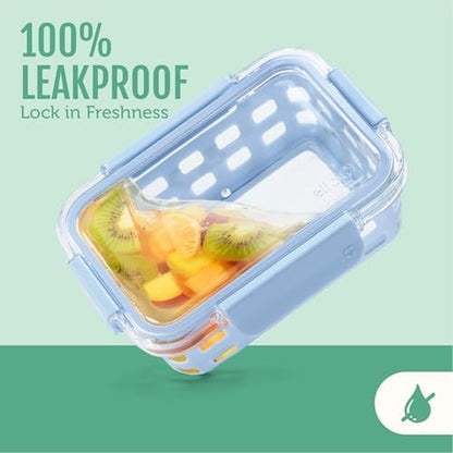 Ello Duraglass 3.4 Cup Glass Meal Prep Containers, Olive Tree,5 Count (Pack of 2)