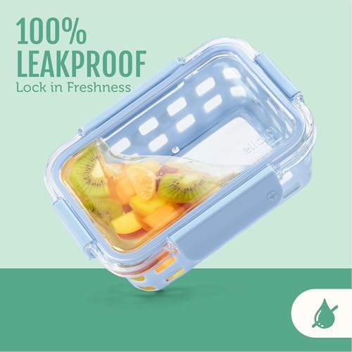 Ello Duraglass 3.4 Cup Glass Meal Prep Containers, 10 Pc, 5 Pack,Olive Tree