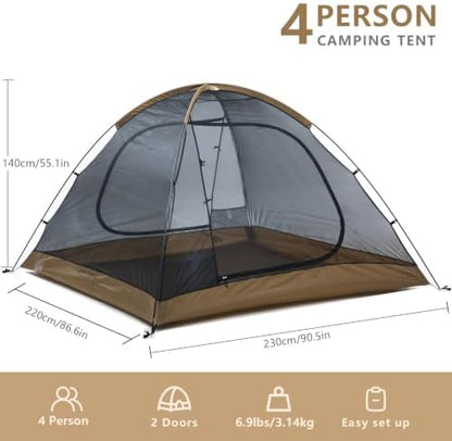 BISINNA Backpacking Tent 1/2/4 Person Lightweight Camping Tent