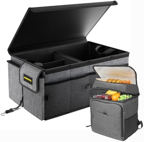 MIKKUPPA Trunk Organizer with Lid - 65L Car Organizer with Cooler, Gray