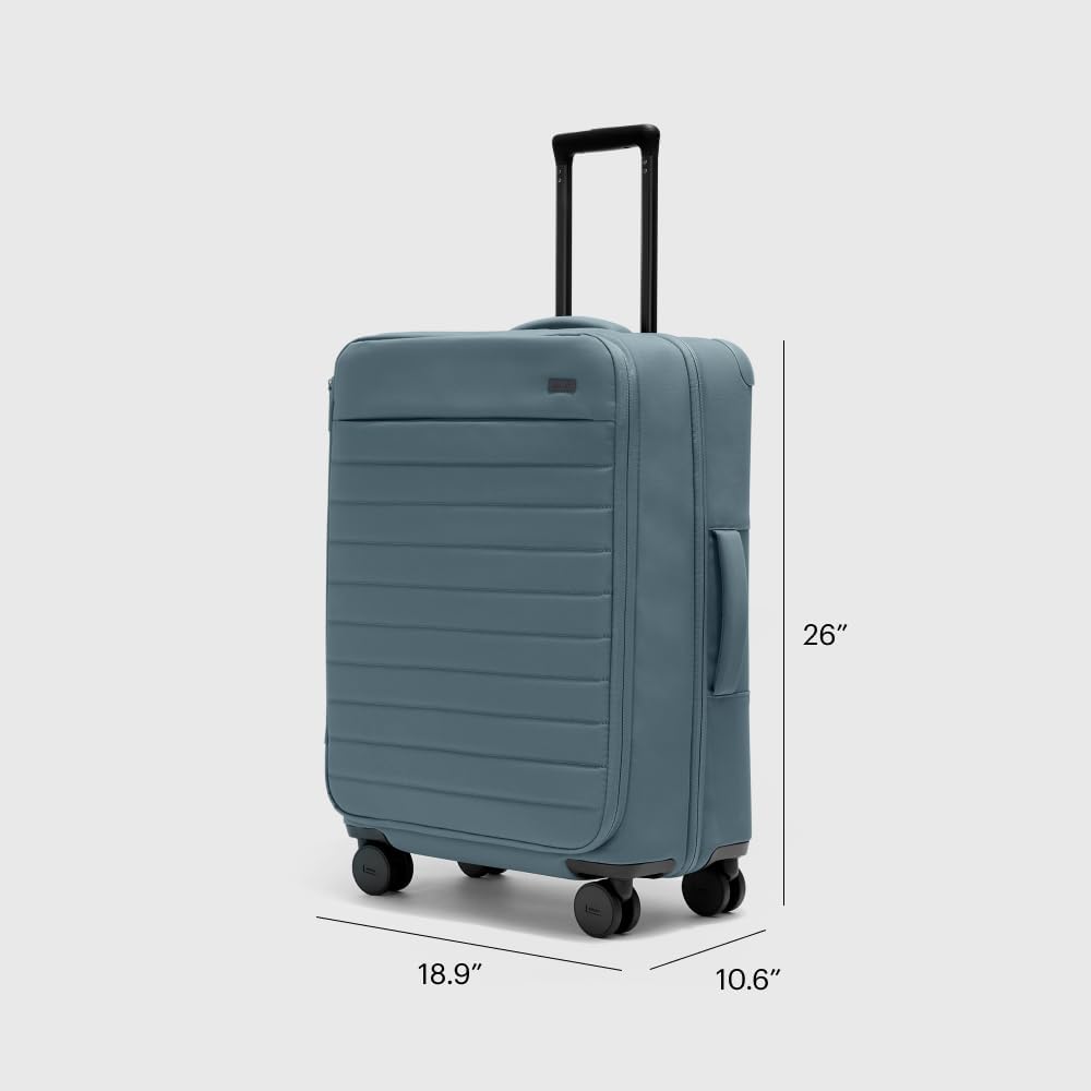 Away Softside Medium Checked Suitcase, 26 Inch Lightweight, Expandable Luggage For Men & Women, Durable Nylon Exterior, TSA Approved Lock, Ideal For Trips 1-2 Weeks, Coast Blue