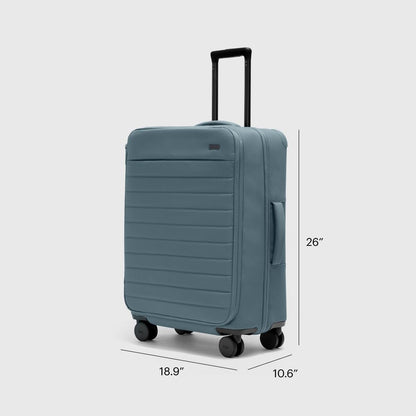 Away Softside Medium Checked Suitcase, 26 Inch Lightweight, Expandable Luggage For Men & Women, Durable Nylon Exterior, TSA Approved Lock, Ideal For Trips 1-2 Weeks, Coast Blue