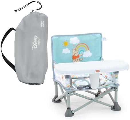 Bright Starts Disney Winnie The Pooh Pop 'N Sit Portable Booster, Indoor/Outdoor Use, Floor Seat with Feeding Tray, 6 Mos - 3 Yrs